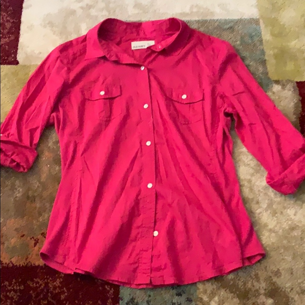 Pink button up shirt